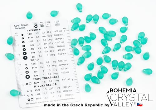 Czech 50-Piece Glass Beads, 6x9mm, Teardrop Transparent Turqouise Matte - color: Transparent Turqouise Matte (UV glow)
