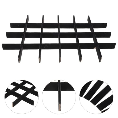 Jewelry Tray Organizer Divider Adjustable Black Velvet Insert for Display Cases Scratch Resistant Compartments Jewelry Boxes Inserts for Efficient Storage, 24 Inner Grids, Each Grid 5.2cm X 5.2cm