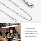 IEFWELL S925 Sterling Silver Chain Necklace for Women - 14K-Real-Gold-Plated 1.5mm Satellite Bead Chains Necklace, Sturdy Women's Chain Necklaces, 14/16/18/20/22/24 Inches Jewelry Valentines Gifts - color: S925 Sterling Silver, size: 16 Inch