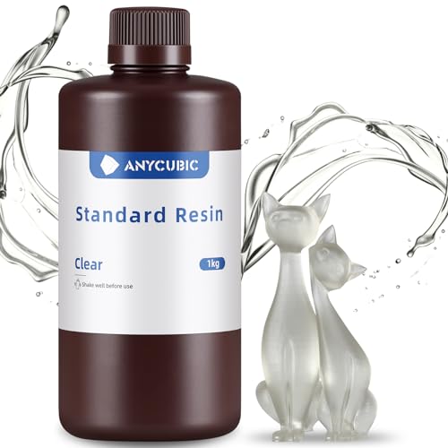 ANYCUBIC 3D Printer Resin, 405nm SLA UV-Curing Resin with High Precision and Quick Curing & Excellent Fluidity for LCD 3D Printing (Clear, 1kg) - color: Clear, size: 1kg