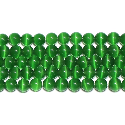 MJDCB 30pcs Dark Green Cat Eye Stone Beads 12mm Round Crystal Loose Bead for Jewelry Making DIY Bracelets Necklace - color: Dark Green, size: 12mm(30pcs)