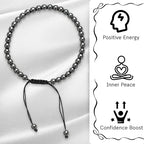 Amazing Gemstone Crystal Anklet Ankle Bracelets for Women - Waterproof Beaded Healing Crystal Anklets, Plus Size Chakra Gemstone Bead Anklet - color: Hematite, style: Plain