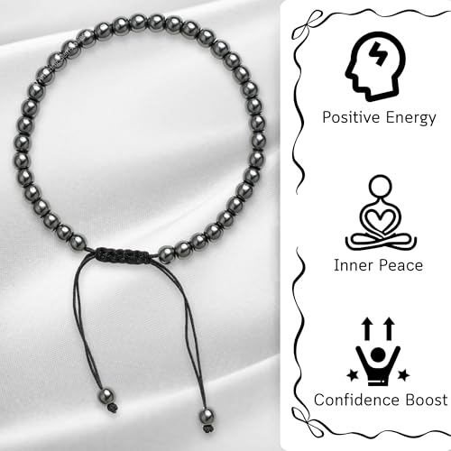 Amazing Gemstone Crystal Anklet Ankle Bracelets for Women - Waterproof Beaded Healing Crystal Anklets, Plus Size Chakra Gemstone Bead Anklet - color: Hematite, style: Plain