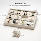 Jewelry Watch Tray, Beige Velvet Watch Jewelry Organizer 12 Grid, Stackable Watch Bracelet Bangle Display Holder, Adjustable Pillows, for Man Woman Show Birthday - color: Beige
