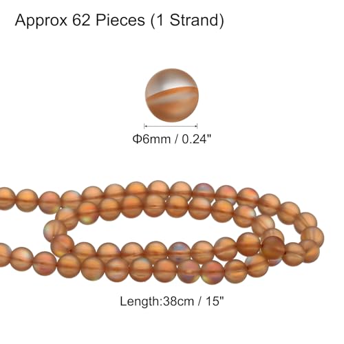 uxcell Matte Crystal Glass Beads 6mm Synthetic Frosted Shining Semi-Precious Round Loose Beads Synthetic Moonstone for Jewelry Making DIY Bracelet, Brown - color: Brown, size: 6mm