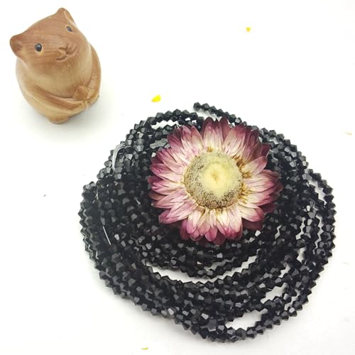 3mm4mm 1100pcs 800pcs Bicone Beads Crystal Glass Faceted Beads for Necklace Bracelet Earrings DIY Jewelry Crafts Making Project (4mm Black AB) - color: 4mm Black AB