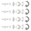 Pandahall 36Pcs Star Connector Charms Pentagram Crescent Moon Links Charm Alloy Tibetan Style Celestial Link Pendants 6 Styles for Jewelry Necklace Bracelet Earrings Craft