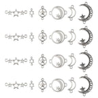 Pandahall 36Pcs Star Connector Charms Pentagram Crescent Moon Links Charm Alloy Tibetan Style Celestial Link Pendants 6 Styles for Jewelry Necklace Bracelet Earrings Craft