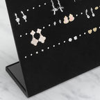 KUKUVR L-Shaped Velvet Jewelry Display Stand, Earring Studs Dangle Holder Case for Retail Shop, Home Vanity, Craft Show and Photography Props (Black 120 Holes)