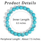 MAIBAOTA Healing Crystal Bracelet for Women Men, 8/4 mm Natural Stone Beaded Bracelets, Jewelry Birthday Gifts, Round Gemstones Stretch Bracelets - color: Green-Turquoise, size: 8 mm