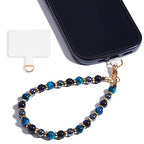 Marble Beaded Phone Wrist Strap,Detachable Phone Bracelet Strap with Tether Tab,Hands-Free Wristlet Strap (Blue Tiger’s Eye) - color: Blue Tiger’s Eye