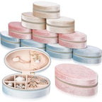 Kenning 12 Pcs Small Velvet Travel Jewelry Box Mini Jewelry Case Portable Organizer Pouch Bridesmaid Proposal Gift for Women (Oval) - style: Oval