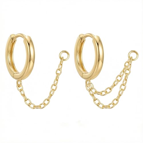 4Pcs Gold Earrings Connector Chains Set for Women, Convertible Dangle Chain for Double Piercings 50mm - color: style F