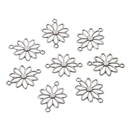 60Pcs Flower Connector Charms, Sliver Alloy Daisy Flower Double Loop Pendants Alloy Links Connectors for Jewelry Making