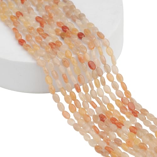 70pcs Natural Yellow Aventurine Stone Beads，4x6mm Egg Shape Loose Gemstone Beads for Jewelry Making Design Earring Necklace - color: yellow aventurine