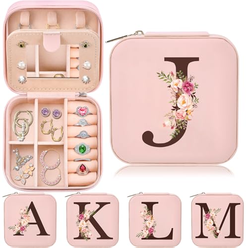 Inngeroo Christmas Gift Ideas, Initial Travel Jewelry Case Box Organizer Personalized Gifts, Fashion Travel Essentials Trendy Stuff Gifts for Teen Girls - style: J