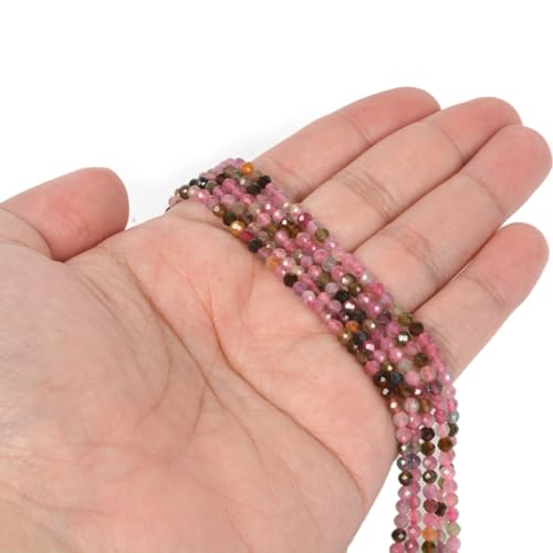 3mm Multicolor Tourmaline Faceted Gemstone Round Loose Beads Strand 15.5-16" DIY Jewelry Making - color: Multicolor Tourmaline
