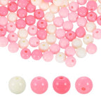 HARFINGTON 200pcs Cream Pink Acrylic Round Beads 8mm Dia 1.9mm Hole Plastic Resin Smooth Balls Loose Bead for Jewelry Making Bracelets Necklace Earrings DIY - color: Cream Pink, size: 8mm