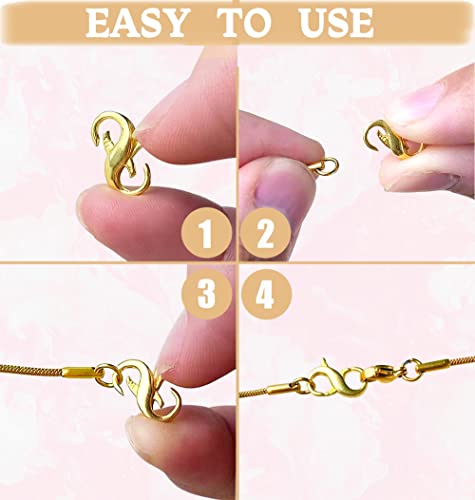 Dailyacc S925 Double Opening Lobster Clasp Sterling Silver and Gold Necklace Bracelet Extender Clasps and Closures for DIY Jewelry - color: Gold 2PCS, size: 13mm × 7mm