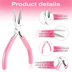 2 Pcs Chain Nose Pliers For Jewelry Making, 4.5 Inch Flat Nose Jewelry Pliers Precision Small Craft Plier for Jewellery Repair, Wire Bending, Object Grasping (Blue Pink) - color: Blue, Pink
