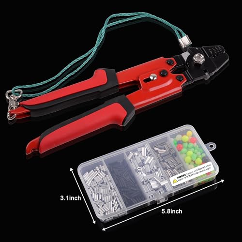 OROOTL Fishing Crimping Tool Kit, Fishing Crimp Pliers with 500pcs Crimp Sleeves Beads Set, Heavy Duty Wire Leader Rope Crimper Tool Wire Cutter Aluminum Copper Loop Sleeves
