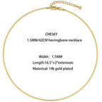 CHESKY Gold Necklace for Women-14K Plated/S925 sterling silver Snake Chain Necklace Dainty Simple Chunky Herringbone Necklace Gold Choker Necklaces Jewelry for Women Mothers Day Gifts for Mom - color: gold, style: 1.5mm 16.5 inch snake