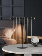 Pangkeep T-Bar Necklace Holder,Jewelry Chains Display Stand for Selling,Velvet Necklace Organizer Stand for Show,Jewelry Tower Tree (Black) - color: Black