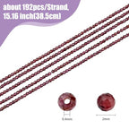 960pcs 5 Strands Pomegranate Red Natural Garnet Bead Strands 2mm Mini Round Faceted Garnet Beads Smooth Red Quartz Stone Loose Spacer Beads for Jewelry Craft Making Hole: 0.4mm