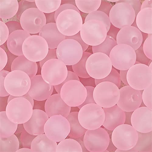 230PCS 8mm Acrylic Round Beads - Matte Pink Frosted Craft Beads for Jewelry Making - color: Pink, size: 8MM