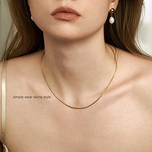 Freekiss Women's Layered Necklace Set - 3 Piece Dainty Gold Jewelry for Everyday Stacking | 14K Gold Plated Snake Chain, Rope Chain, Cuban Chain | Adjustable Length 14-18.5 Inch | Gift Ready - color: Gold, style: Layer Beaded Choker+1.5mm snake