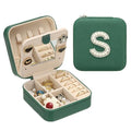 PATIKIL Travel Jewelry Case, S Initial Small Travel Jewelry Box Organizer Rings Earrings Storage Case Personalized Gifts for Women Girls Birthday Christmas Bridesmaid Gifts, Dark Green - style: S