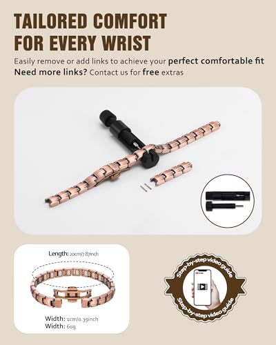 Jecanori Pure Copper Bracelet for Women,Copper Magnetic Bracelet With 3500 Gauss Magnets, Adjustable Jewelry Gift with Sizing Tool - color: Polished Copper
