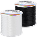 Bracelet String, Paxcoo 2 Rolls Elastic Stretchy Bead String Cord for Clay Beads Kandi Pony Beads Bracelets Jewelry Making (0.8 MM, Crystal & Black) - size: 0.8 MM, style: Black & Crystal