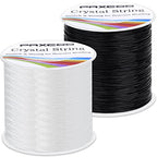 Bracelet String, Paxcoo 2 Rolls Elastic Stretchy Bead String Cord for Clay Beads Kandi Pony Beads Bracelets Jewelry Making (0.8 MM, Crystal & Black) - size: 0.8 MM, style: Black & Crystal