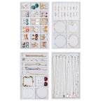 Jewelry Drawers Organizer Trays,4 Layer Stackable Jewelry Drawer Inserts Velvet Jewelry Tray Storage Display Tray for Earring Necklace Rings Bracelet