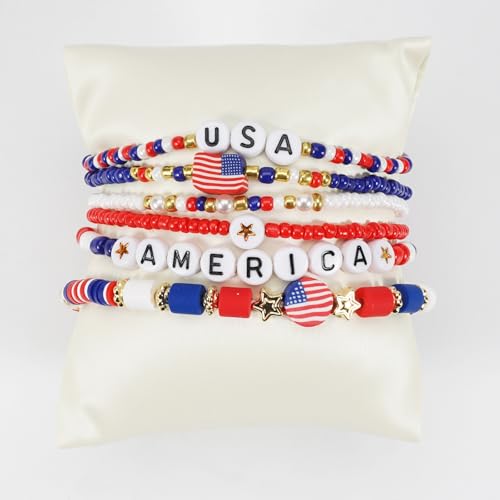 Twinfree Bohemia Beaded Bracelet for Women, Polymer Clay Stretch Bracelets - color: color 3