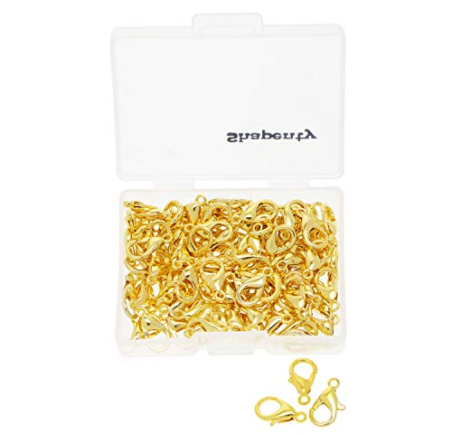 Shapenty Small Metal Alloy Lobster Claw Clasps Clip DIY Necklace Jewelry Finding Making Accessories Fastener Hook, 12mmx6mm, 100PCS (Gold) - color: Gold