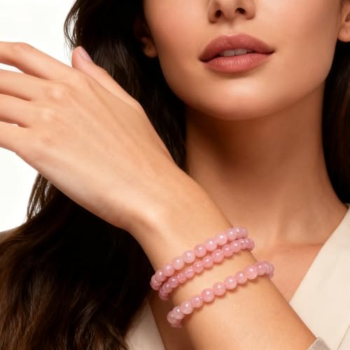 About 60pcs 6mm Natural Stone Beads Rose Quartz Beads Crystal Gemstone for Jewelry Making, DIY Bracelet Necklace - color: Rose Quartz, size: 6mm