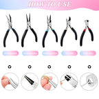 URSKYTOUS 5Pcs Jewelry Pliers Set Pliers for Jewellery Making Include Needle Nose Chain Nose Round Bent Plier Wire Cutter Jewelry Plier Tools for Jewelry Repair Bracelet Beading Craft Making Supplies - color: Eq 5pcs-black