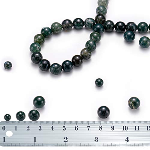 BEADIA Natural Moss Agate Stone Round Loose Semi Gemstone Beads for Jewelry Making 8MM 44PCS - color: Moss Agate, size: 8mm