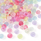 200Pcs Large Hole Acrylic Beads 16x8mm Frosted European Beads Rondelle Candy Color Pastel Pony Bead Kandi Bead Spacers for Crafts DIY Bracelets Jewelry Making Supplies - color: Random, Rondelle