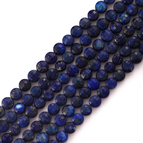 6mm Faceted Natural Lapis Lazuli Stone Beads Coin Disc Gemstone Spacer Beads for Jewelry Making DIY Bracelet Necklace - color: Lapis Lazuli
