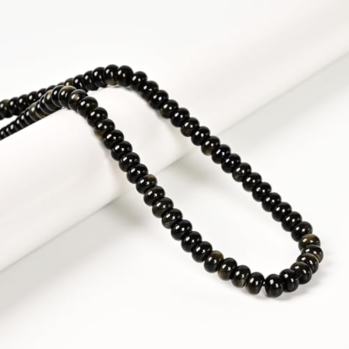ICAI Natural 5x8mm Rondelle Beads, Abacus Disk Stone Spacer Gemstone Beads for DIY Bracelet Necklace Jewelry Making (Golden Obsidian) - color: Golden Obsidian, size: 5x8