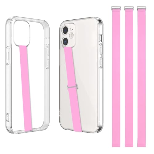 TEAMOLA Silicone Phone Grip Strap - Pink 210 Phone Hand Strap Holder with Loop for Cell Phones, iPhone Grip, Finger Holder & Back of Phone Grips, Secure Anti-Slip Grip(3 Packs) - color: 210，3 Pink