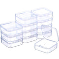 SATINIOR 12 Pack Clear Plastic Beads Storage Containers Box with Hinged Lid for Beads and More (2.12 x 2.12 x 0.79 Inch) - size: 2.12 x 2.12 x 0.79 Inch