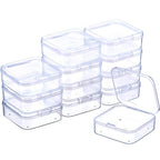 SATINIOR 12 Pack Clear Plastic Beads Storage Containers Box with Hinged Lid for Beads and More (2.12 x 2.12 x 0.79 Inch) - size: 2.12 x 2.12 x 0.79 Inch