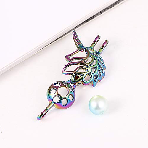 Mixed Pearl Cage Locket Pendants Set, Essential Oil Diffuser DIY Necklace Bracelet Jewelry Making Craft, Bulk Beads Aromatherapy Diffuser Charms Gifts for Women Girls - color: Random 30pcs Rainbow Color