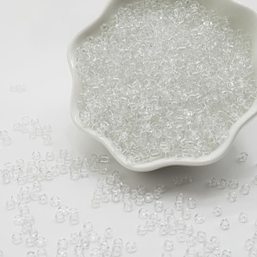 White Glass Seed Beads 5000 Pcs, 3mm Small Craft Pony Beads Bulk for Bracelets, DIY Necklace Ring Waist Chain - color: White