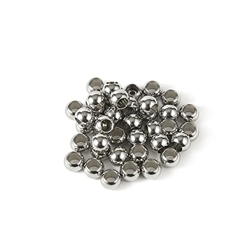 60 Pcs 304 Stainless Steel Smooth Round Spacer Beads 4.5mm Hole,Seamless Loose Beads for DIY Bracelet Jewelry Making Findings 8mm - color: steel, size: 8*4.5mm