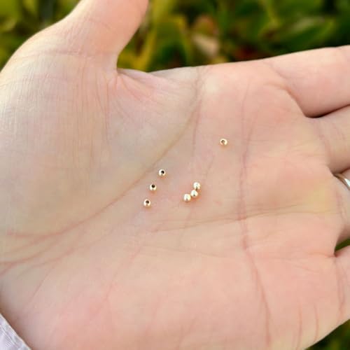 100pcs Adabele Real 1/20 14K Gold Filled Seamless 2mm (0.08 Inch) Tiny Small Round Loose Beads Spacer Non Tarnish for DIY Craft Jewelry Making JK2-A2 - color: 14K Gold Filled, size: 2mm (0.08") - 100pcs